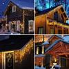 Outdoor Decoration 4m Droop 0.4-0.6m Curtain Icicle Led String Lights 220V EU Plug Garden Xmas Garland Decorative Lights
