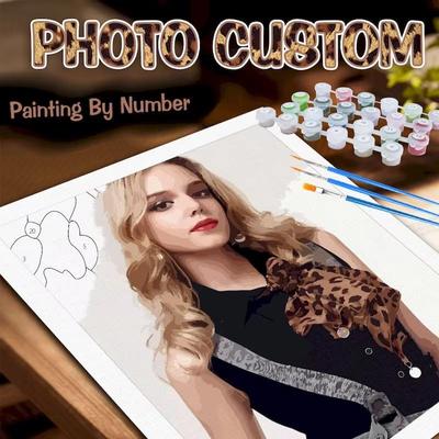 24 Color Personalised Paint By Numbers Photo Custom DIY Oil Painting By Number Picture Canvas Portrait Family Child
