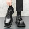 Mens Derby Shoes Casual Business Retro Thick Sole Platform Loafers PU Leather Slip-On Style