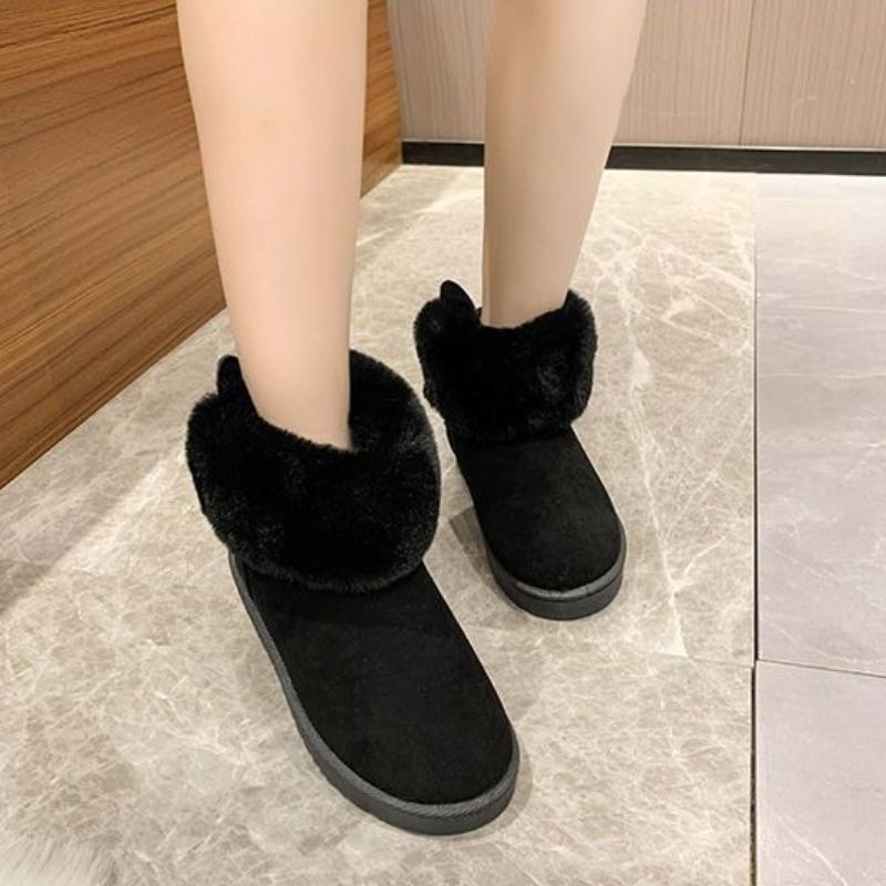Fashion Winter Fleece-Lined Warm Solid Color Snow Boots for Women Platform New Rock Waterproof Non Slip Y2k Large Size Goth Woman Shoes