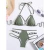 Sexy Army Green Push Up Ring Bikinis Sets Two Pieces High Waist Padded Bathing Suit Beach Wear Women Thong Bikini Swimsuits