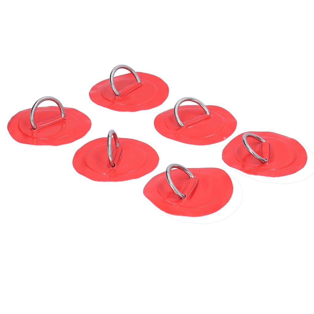 6pcs Inflatable Boat Kayak DRing Pad Patch Marine Fixed Buckle with Elastic Bungee Cord(Red )