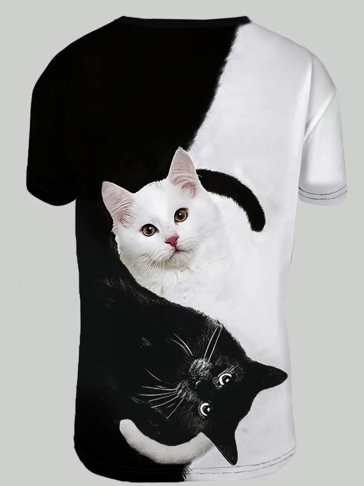 Color Cross V-neck Stripes Elegant Casual Short-sleeved T-shirt Woman