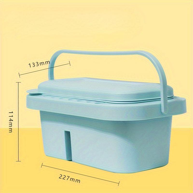 

Multi-Use Paint Brush Basin with Brushes Holder, Washer, Trays, Palette Box-Artist Cleaner Cup for Watercolor Oil Painting with Lid синий
