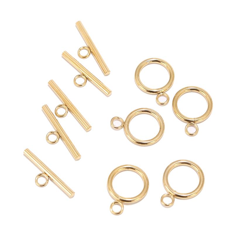 10 Sets Stainless Steel Gold Plated 2*15mm Toggle Clasps Chunky OT Clasp Accessories For DIY Jewelry Bracelet Necklace Making