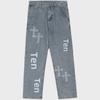 Men's Retro Cross-Embroidered Straight Jeans - Hip Hop Style