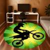 1 Stück Motorrad-Stuntfahrer Runder Stuhlmatte Büro Teppich - Rutschfest, Bodenmatte für Büro, Schlafzimmer und Innendekoration p127281