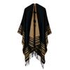 Sciarpa Autunnale e Invernale, Scialle da Viaggio Versatile a Quadri da Donna, Mantello Spaccato Spesso Etnico in Imitazione Cashmere