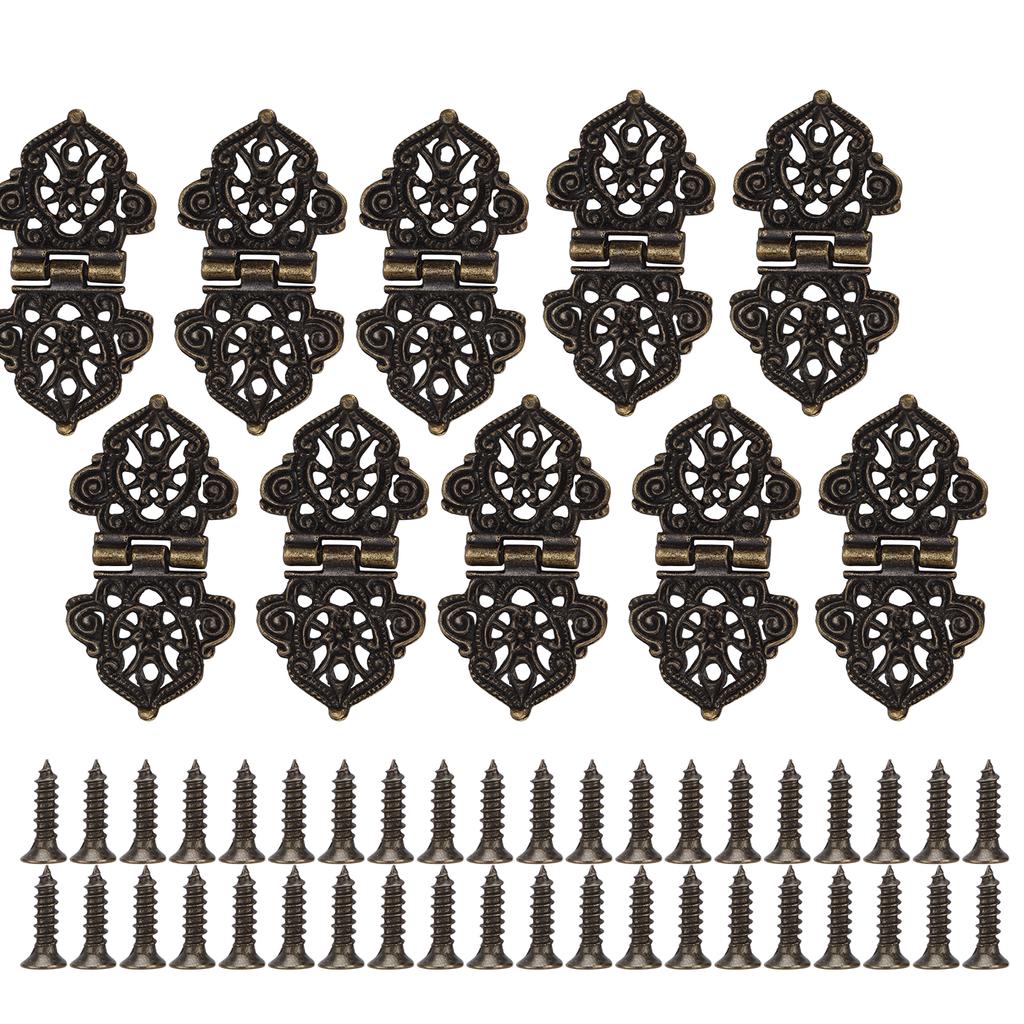 Antique Decorative Hinges Green Bronze Printing Zinc Alloy Furniture Wooden Box Gift Box DIY Hinges