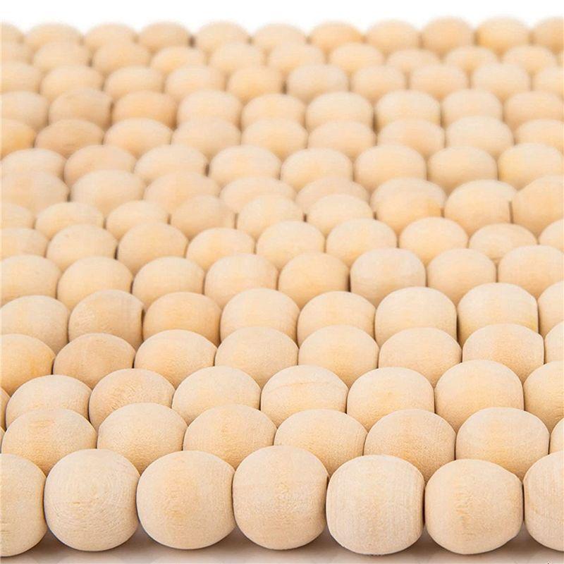 A74E-3X 9 Foot Natural Wood Bead Christmas Garland Wooden Christmas Tree Garland Perfect For Rustic Natural Country Farmhouse