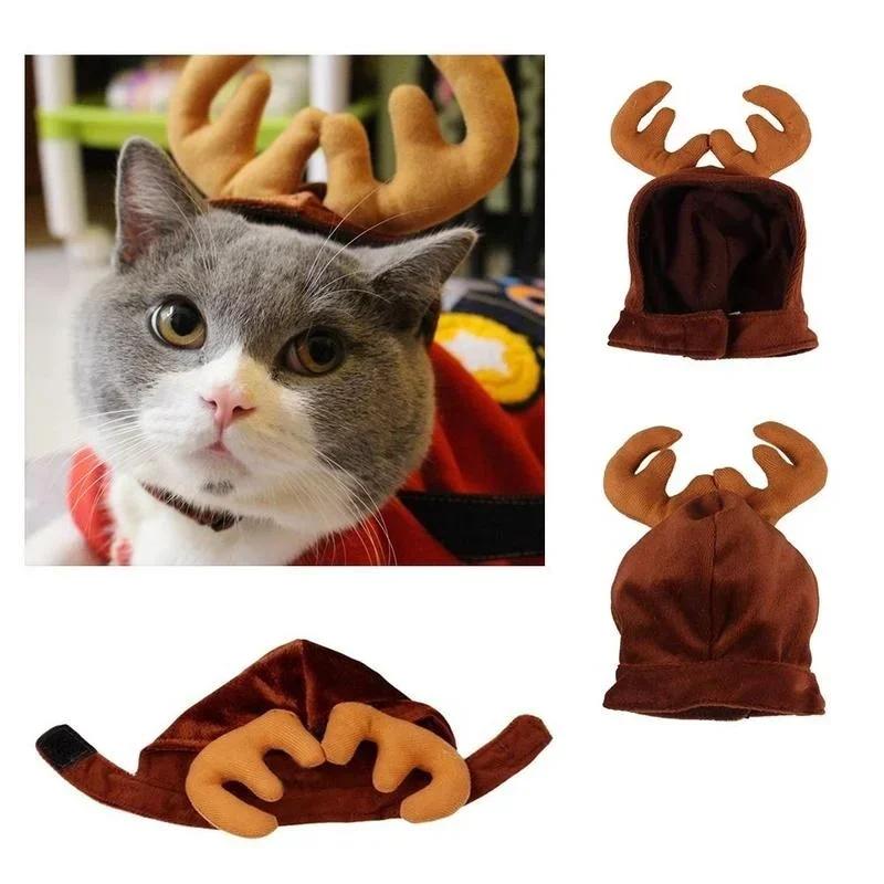 For Cats Dogs Kawaii Cute Cat Dog Halloween Christmas Reindeer Antler Hat and Bow Tie Collar