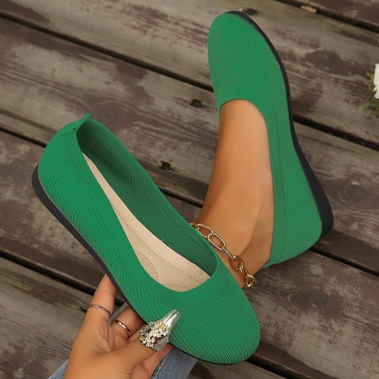 Elastic Knitting Flats Slip On Shoes for Women  Summer Breathable Soft Loafers Woman Lightweight Casual Shoes Plus Size 36-43