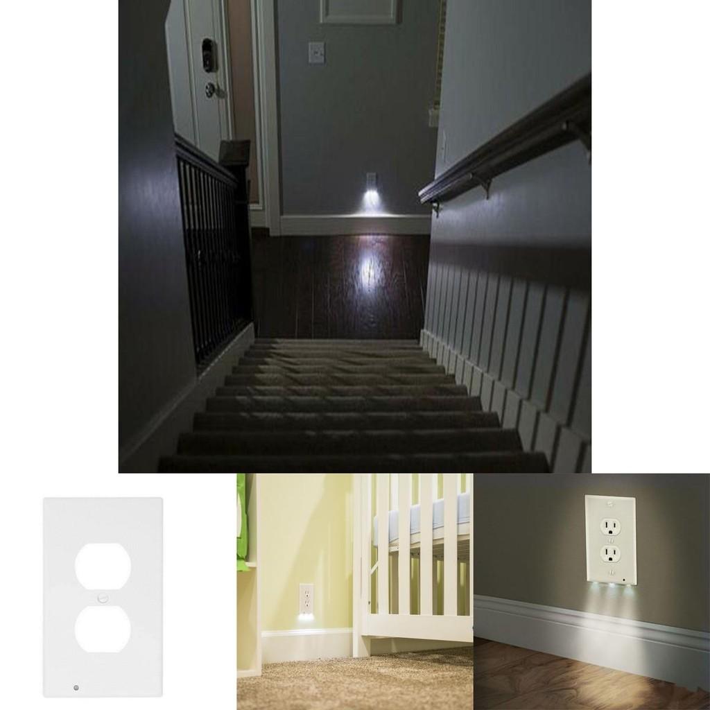 Versatile Wall Outlet Cover Socket Plate With Led Night Light Sensor For Safe Use