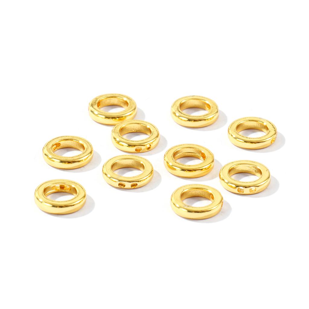 10 PCs Brass End Caps Bead Tip Double Hole Connector Round Rings End Caps For Necklace Bracelet Jewelry Making Accessory 9mm Dia