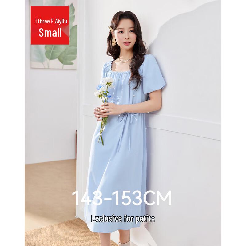 IEF French Square-Neck Bow Waist Dress L