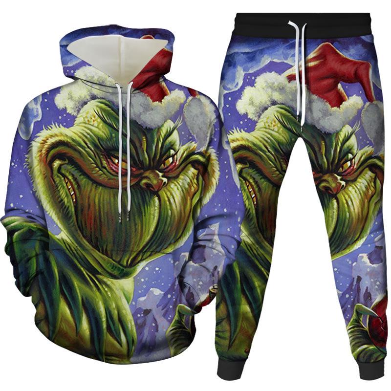 Christmas Santa Claus 3D Cartoon Print Tracksuit Set Man Woman Hoodies+Pants 2pcs Sets Fashion Sportwear Kids Pullover Clothing