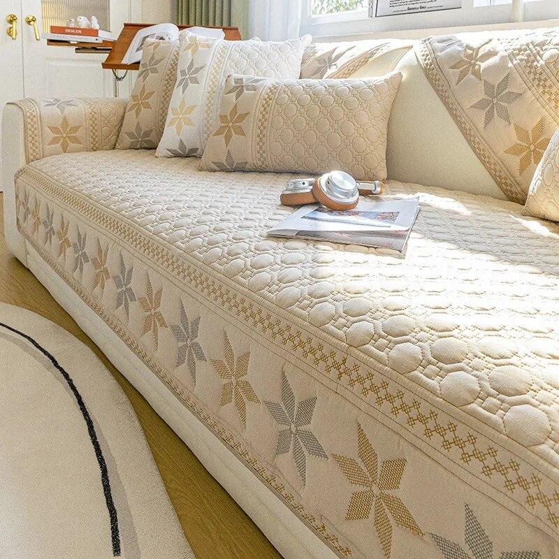 Cotton Sofa Cover Embroidered Non-Slip Cushion Fabric Four Seasons Universal Living Room Sofa Cover Jacquard Cover Cloth Towel