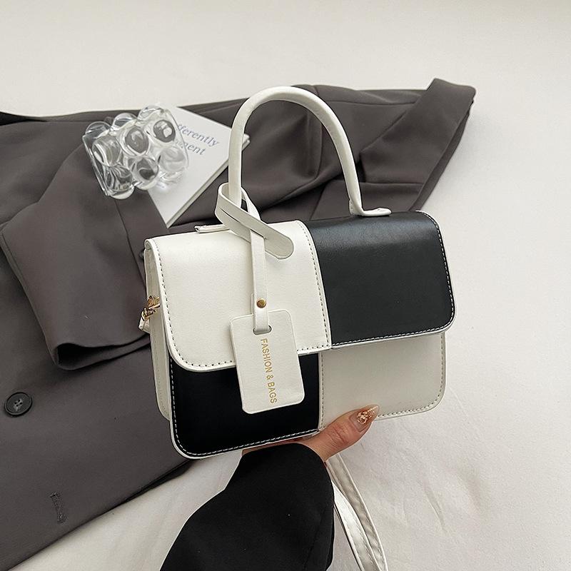 

Spring fashion trend high-end sense light luxury shoulder messenger bag contrasting color design sense beautiful temperament handbag women s bag чёрный