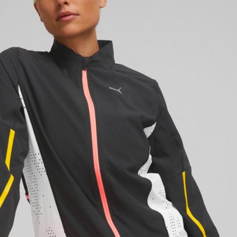 Puma Retro Sports Stand Collar Jacket Striped Breathable Zip Jacket Women Jackets Black 522223-51