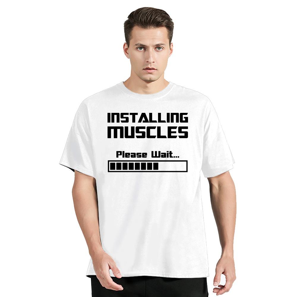 Summer T-shirt Please Wait For Loading. Funny Printed Tshirt Men Clothing Oversized T Shirt Fashion Casual Polyester O-neck Tops