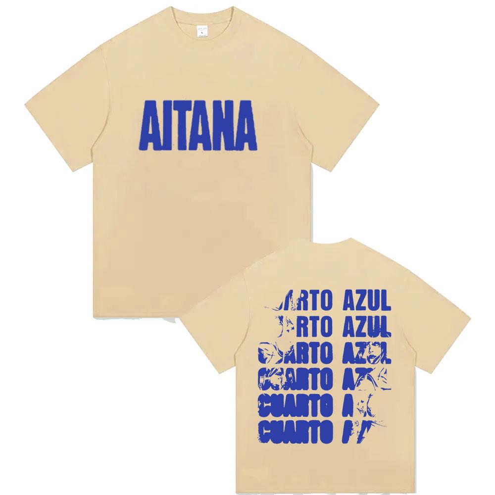 2025 Summer Singer Aitana Cuarto Azul Tour Print T Shirt Men Women Hip Hop Fans Short Sleeve 100% Pure Cotton Printed T-shirt