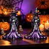 Goth Style Interior Accessories Halloween Witch Figurine, Resin Black Cat Statue with Pumpkin, Retro Seasonal Holiday Ornament Sculpture, Gothic