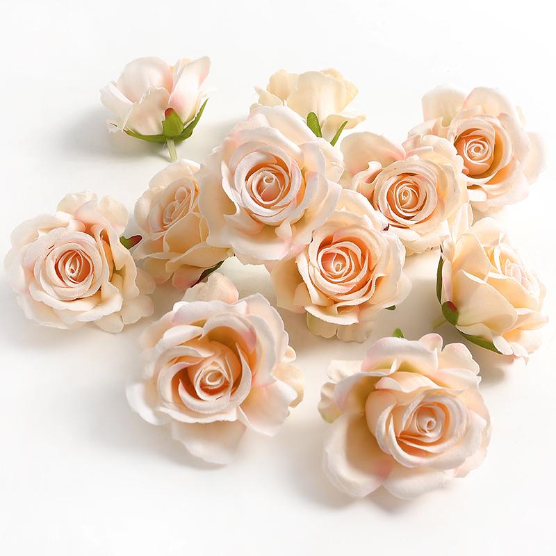 5/10pcs Silk Rose Artificial Flower Head Scrapbooking Home Wedding Wall Decoration Christmas DIY Wreath Candy Box Cake Decor