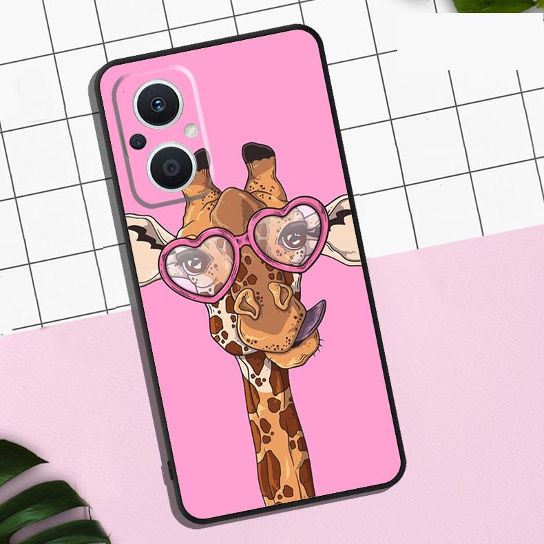 Cute Cartoon Animal Giraffe Case For OPPO Reno 13 12 11 F 8T 7 8 10 Pro OPPO Find X8 Pro X6 Pro X3 X5 Lite Cover Coque