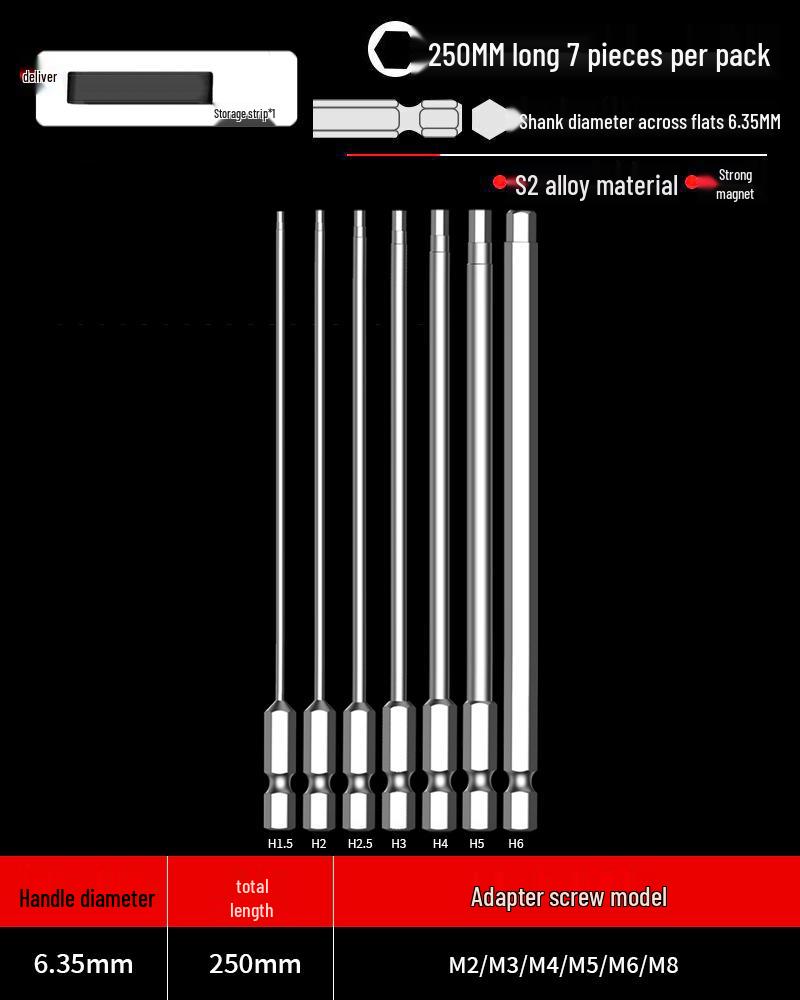 Hexagonal Driver Bit Extension for Screwdriver and Drill