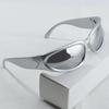 Y2K Style Irregular Frame Surround Silvery Glasses Perfect for Concerts Parties and Gifts.