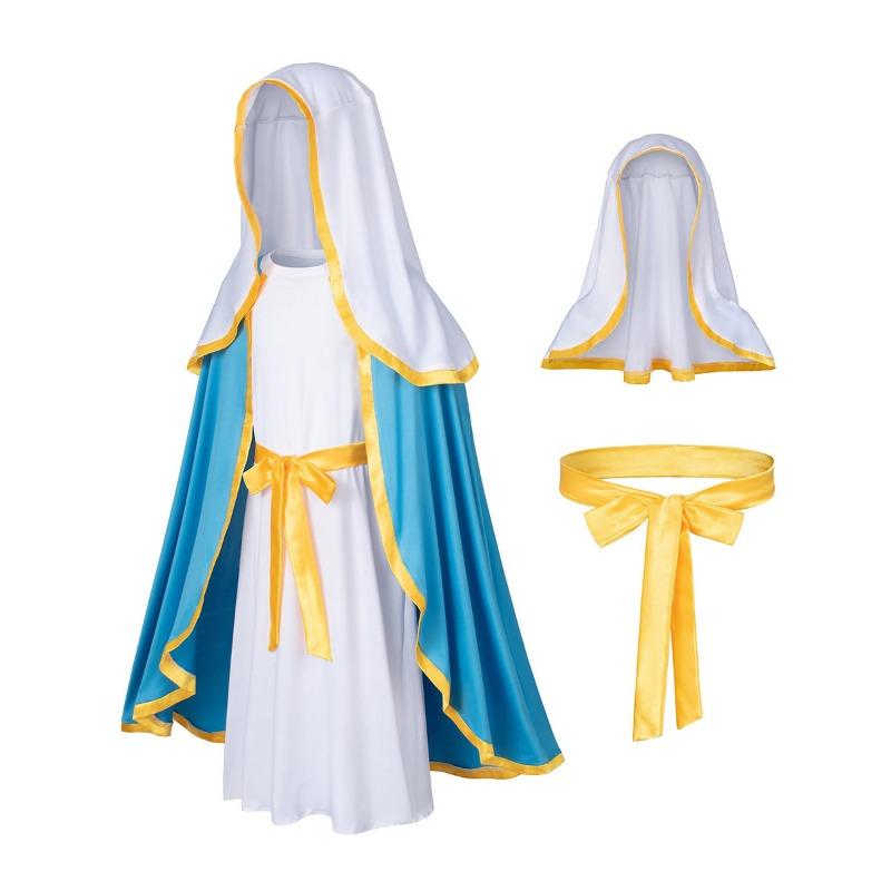 

Классическая Девушка Библия Религия Костюм Девы Марии Костюм на Хэллоуин Маскарадный костюм Платок Шляпа Поясной шнур Комплект S（110-115）