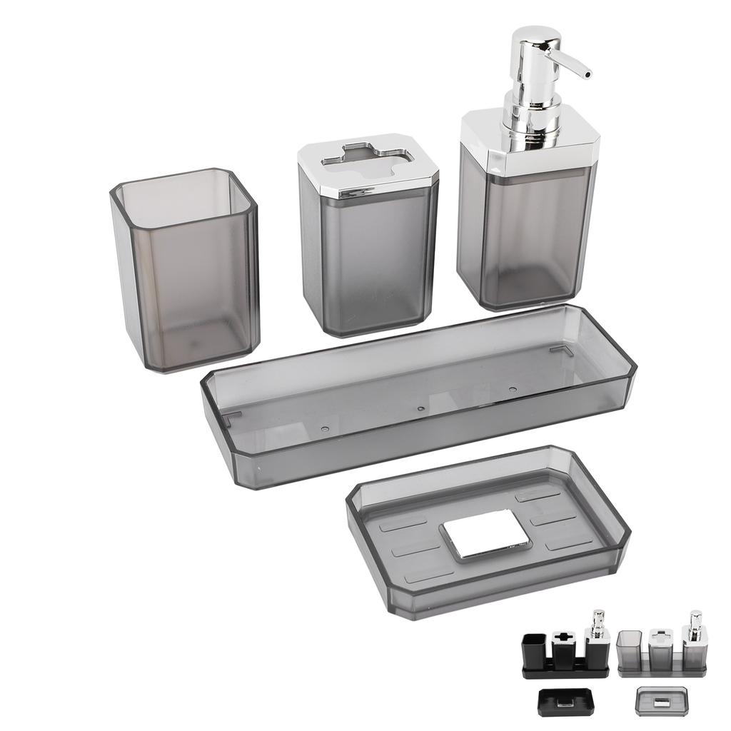 Badezimmer-Accessoires-Set Bad-Ensemble-Set mit Zahnbürstenhalter Becher Lotion-Flaschen Seifenschale Tablett