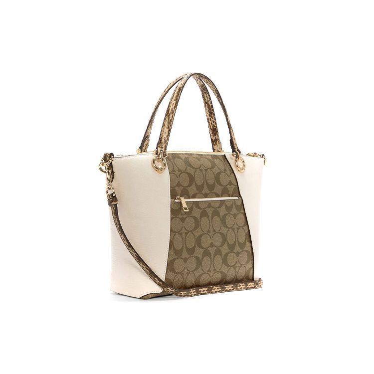 Coach Classic Snake Print Leather Dumpling Bag Crossbody Handbag Small Women Handbags Khaki White C7261-IMLOT