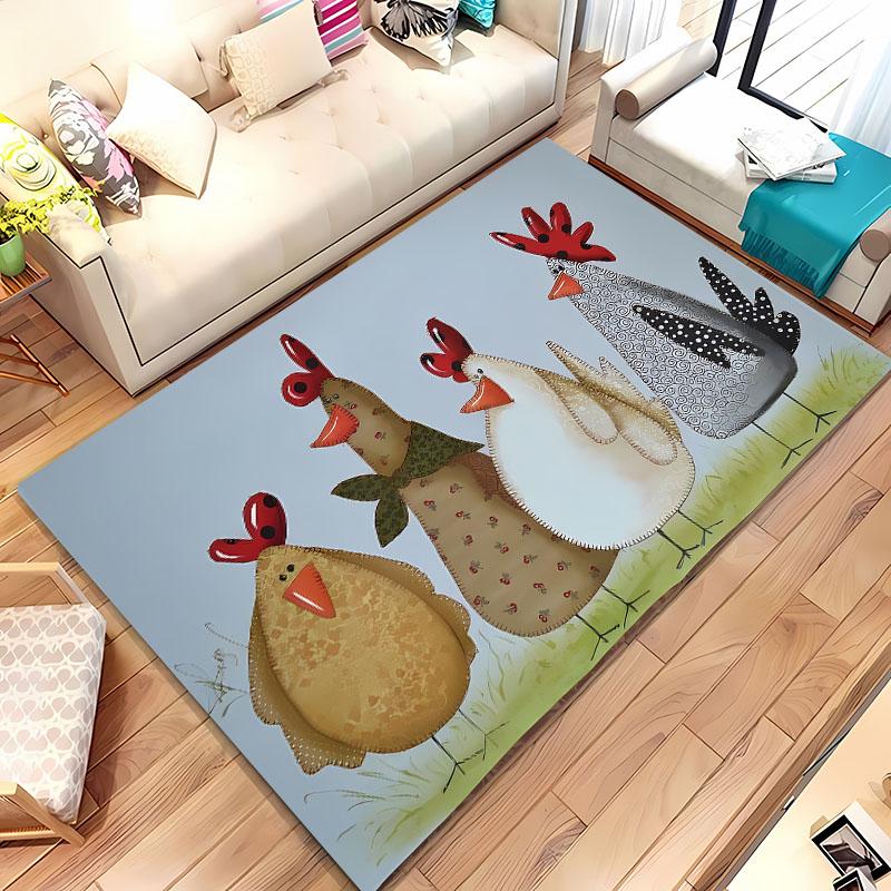 Funny Gallic Rooster 3D HD Printing Carpet for Living Room Cartoon Kid Bedroom Sofa Doormat Mat Floor Tapete Anti-slip Decor Rug