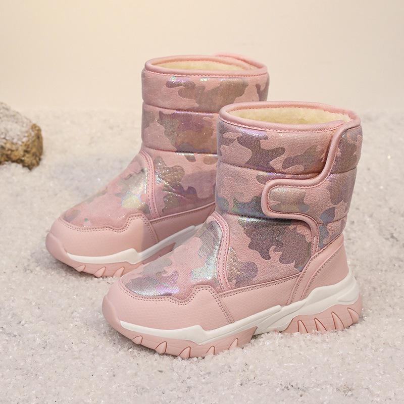 Girls' High-Top Warm Winter Snow Boots - Thick, Comfortable, Fashionable, Plus Velvet Cotton