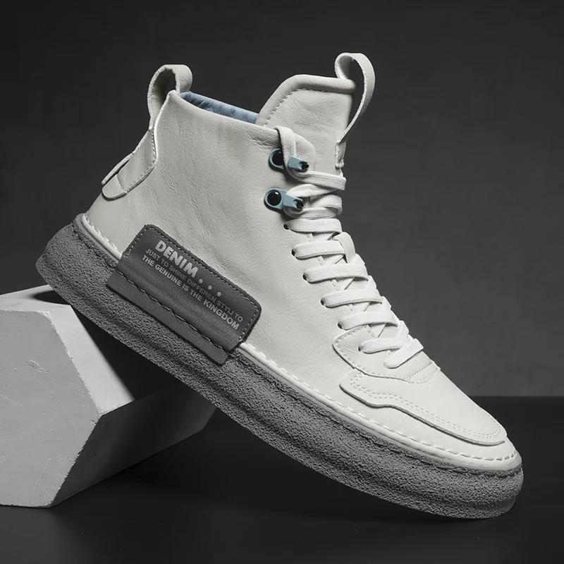 

2024 Новые кожаные мужские ботинки, модная рабочая обувь для отдыха на открытом воздухе, удобные нескользящие кроссовки для мужчин, высококачественная повседневная дизайнерская обувь 44