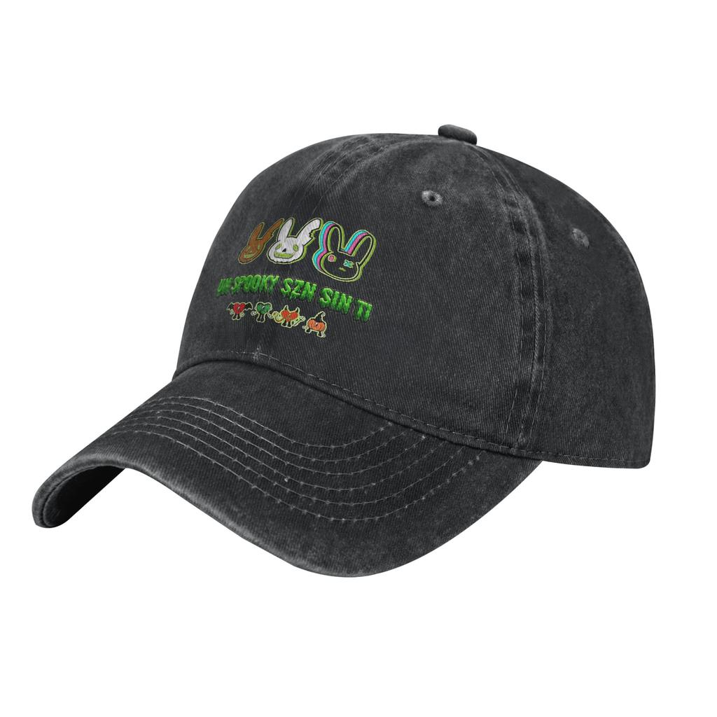 Bad Bunny Crew Necks Baseball Caps Retro Distressed Washed Headwear for Unisex Women Outdoor Activities Unstructured Soft Hats Cap