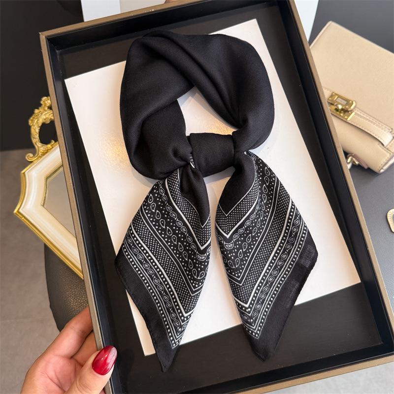 Cashew Print Female Neck Scarf Cotton Linen Feeling Women Square Hair Scarves Foulard Head Band Shawls Wraps Neckerchief Bandana