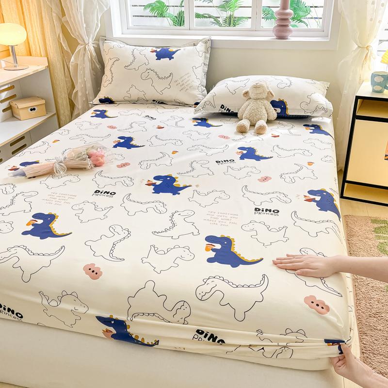 Cotton Grid Printed Fitted Sheet Dust Protector Cover Universal Mattress Cover Bed Sheets Queen With Elastic Bed Linens
