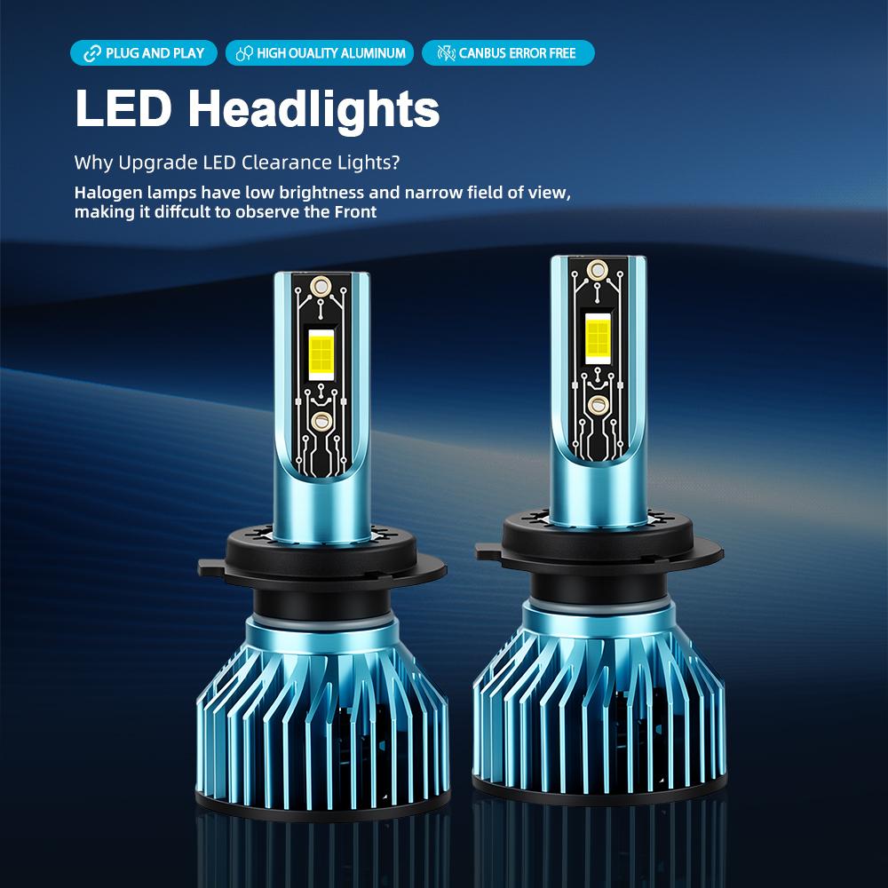 H1 H7 Hi/Lo Beam Led Canbus Lights 1:1 Mini Size Car Headlight With Fan 50000LM Super Bright Turbo Headlamp 6000K Auto Lamp