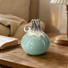 Ceramic Decorative Vase with Loop Handle Boho Crackle Glaze Pastoral