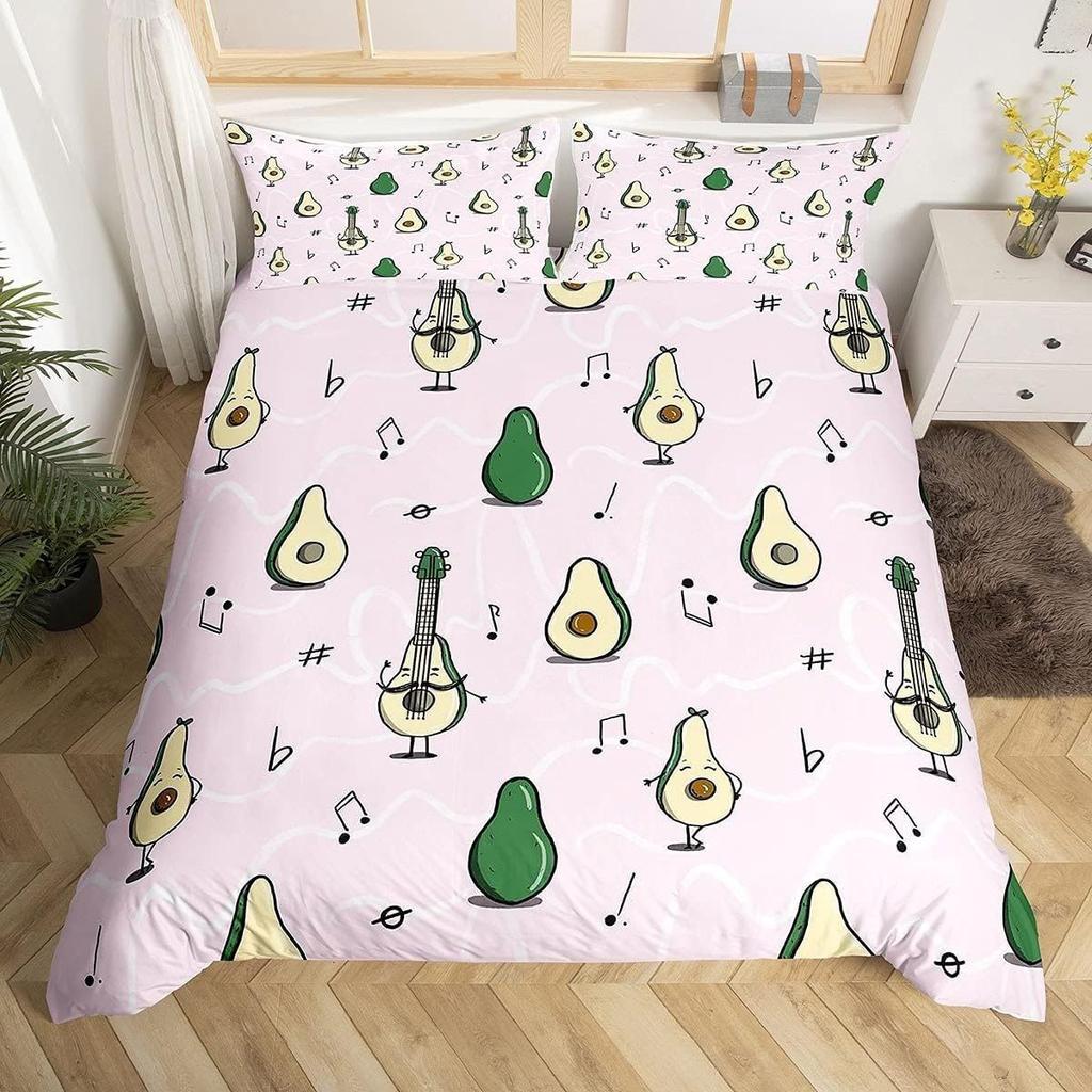 Avocado Duvet Cover Three-piece Set Fun Pattern Bedding Set with Pillowcase