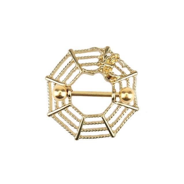 Edelstahl Spider Nippelringe - Silber & Gold Punk Stecker