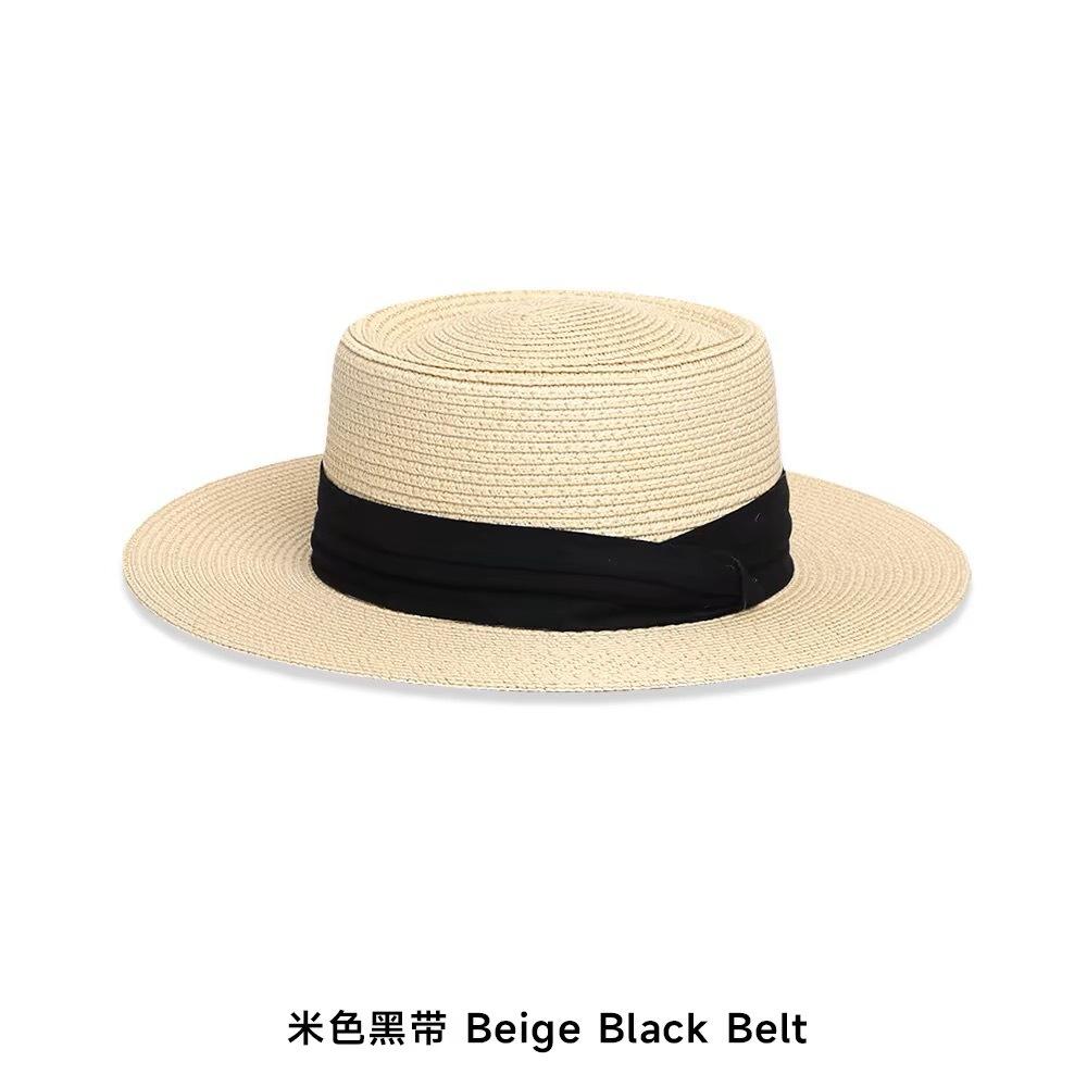 Summer French Flat Edge Beach Hat Seaside Vacation Sun Protection Versatile Top Hat Premium Sunshade Straw Hat Women