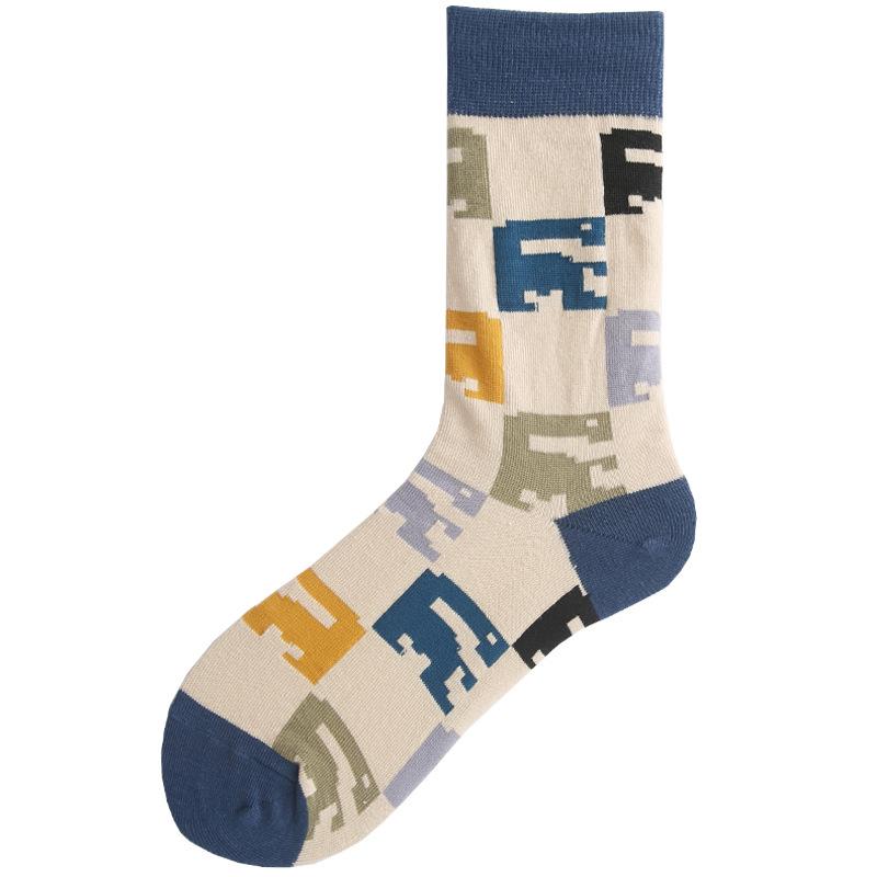 Summer Cotton Socks Trendy Socks Street Personality Illustrations Poached Eggs Harbor Jacquard Medium Tube Socks Socks Couple