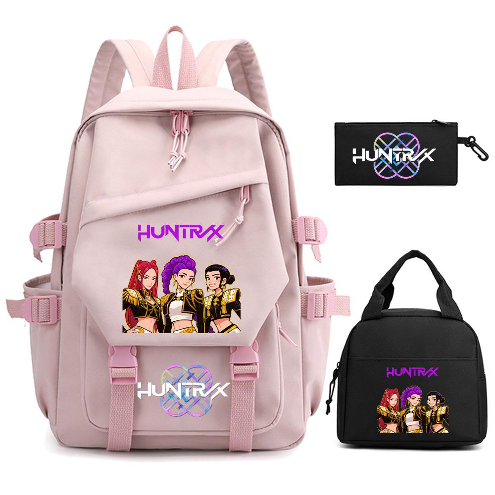 3 Stück/Set Cartoon Kpop Dämonenjäger Bedruckter Rucksack für Teenager Kinder Schüler Große Kapazität Schultasche Mädchen Geschenk Frauen wasserdichte Reisetasche