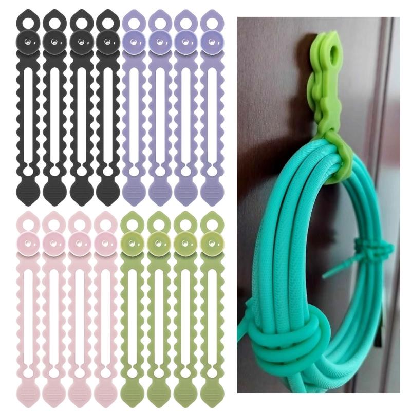 1 Set Silicone Suction Cup Cable Ties Reusable Wall Mount Wire Organiser for Home Office Car Cord Management