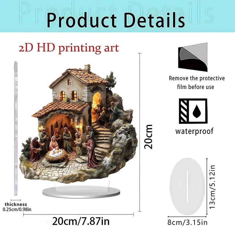 Christmas Reindeer Sleigh Santa Figurine 2D Acrylic Christmas Santa Claus On Sleigh With Reindeers Decorations Holiday Santa