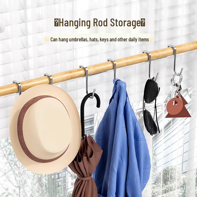 Stainless Steel Over-the-Door S-Shaped Hook for Kitchen and Dorm: No-Punch, Seamless Design, Wall-Mounted, Strong Load-Bearing.