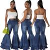 European & American Fashion Wide-Leg Stretch Denim Flare Pants